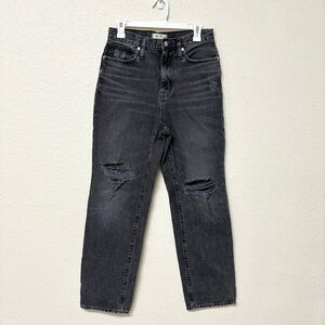 Madewell Size 26 Womens Baggy Straight Denim Black Jeans Distressed